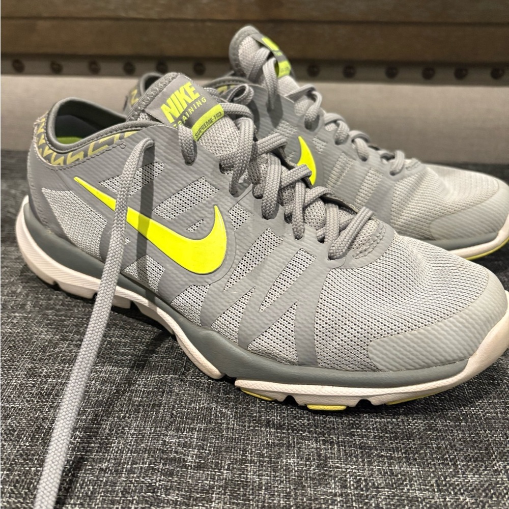 Nike Gray and Neon Yellow Athletic Shoes